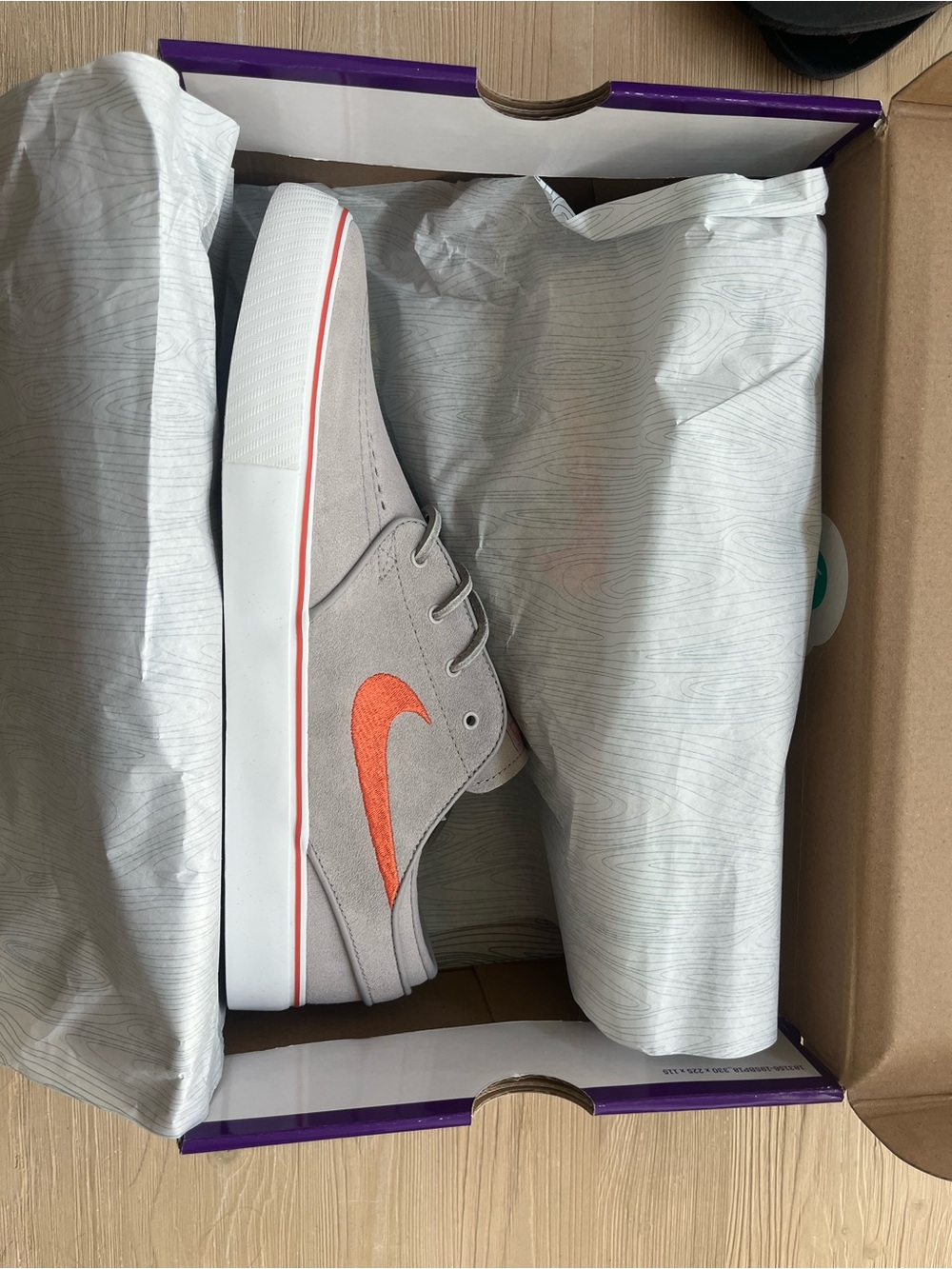 Nike Men’s Suede Sneakers - Light Gray with Orange Swoosh